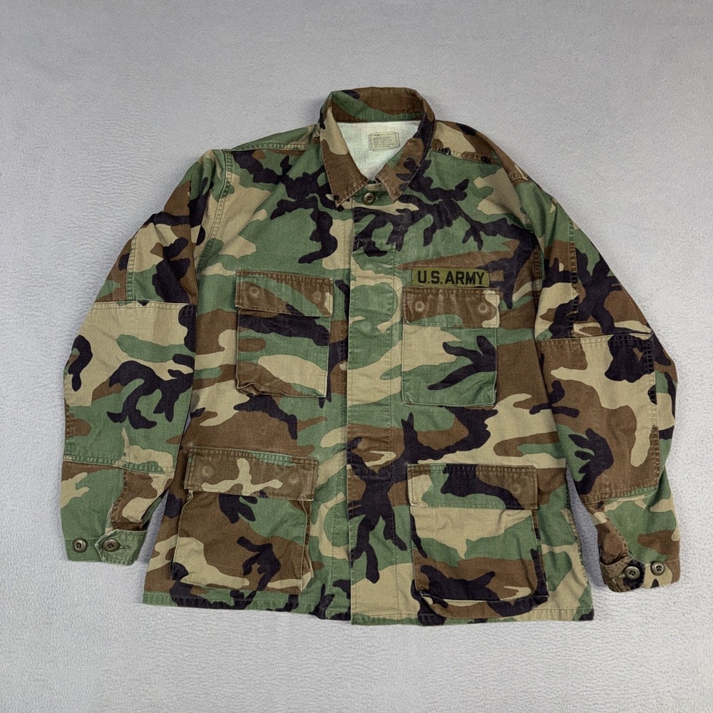 US Army Combat Jacket Medium Short Woodland Camouflage Pocket Outdoors Military